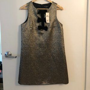 Miss Selfridge Velvet Bow Metallic Shift Dress